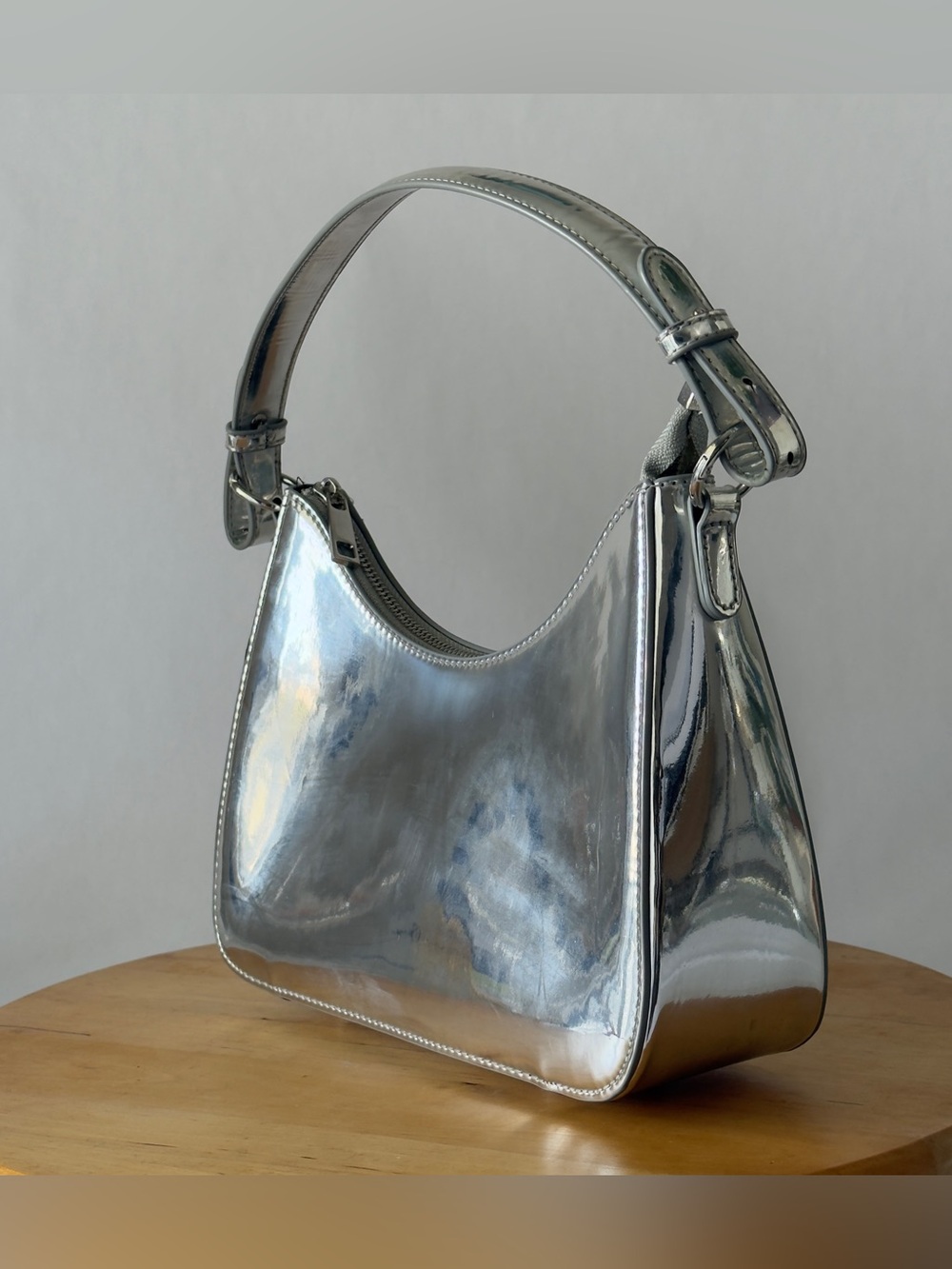 8 Other Reasons "It Girl" Shoulder Bag in Shiny Silver Finish, Revolve Bag EUC
